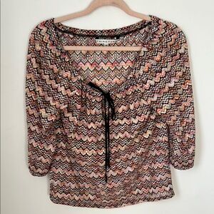 Trina Turk Multicolor Women's Top Colorful Bright Zig Zag Pattern